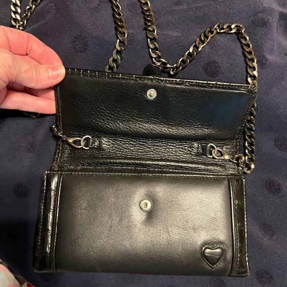 Retro Brighton Large Black Leather Crossbody purse Wallet Buckle Heart Details. - Picture 2 of 16